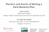 The Do’s and Don’ts of Writing a Business Plan · The Do’s and Don’ts of Writing a Farm Business Plan Jenny Carleo Agricultural Agent . Rutgers NJAES Cooperative Extension