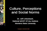 Culture, Perceptions and Social Norms › wp...people do or believe. The perceived behavior or perceived attitude of most people; what we think most people do or believe. Social Norms