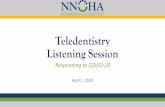 Teledentistry Listening Session · 4/1/2020  · provide telehealth without risk …[of] penalty for noncompliance with ... – TeleDent by MouthWatch – Denthulu. Resource to help