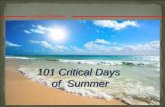 101 Critical Days of Summer Safety Brief · Summer Safety Campaign. The 101 critical days of summer begins on Memorial Day weekend and ends after Labor Day. This is, of course, the