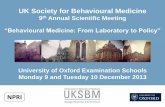 UK Society for Behavioural Medicine · UK Society for Behavioural Medicine 9th Annual Scientific Meeting “Behavioural Medicine: From Laboratory to Policy” Parallel Session E Weight