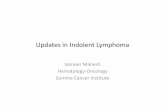 Updates in Indolent Lymphoma...3.9 yrs Time to treatment failure 4.3 yrs 84% 3 year freedom from cytotoxic therapy 95% 4 Median number of rituximab Relapsed/ Refractory Disease •