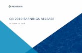 Q3 2019 EARNINGS RELEASE€¦ · q3 2019 earnings release | ©2019 pentair . 2. forward-looking statements. caution concerning forward-looking statements. this presentation contains