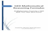 GED Mathematical Reasoning Formulas · GED Mathematical Reasoning Formulas 1 Taking the GED with only a few weeks or even few days to study? First and foremost, you should understand