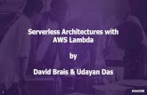 Serverless Architectures with AWS Lambda by David …...AWS LAMBDA – FUNCTION HANDLER (JAVA) Get the SNS Message M [ • Pass the SNS Message M (see below ) and the context reference
