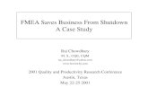 FMEA Saves Business From Shutdown A Case Study Examples/FMEA presentation.pdf · 4 No Project Manager assigned 5 None 5 100 Marketing plans not developed or inadequate Missed goal