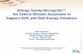 Energy Surety Microgrids™ for Critical Mission … 2010 Peer...Mike Hightower Energy Systems Analysis Department Sandia National Laboratories Phone: 505-844-5499 Email: mmhight@sandia.gov