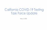 California COVID-19 Testing Task Force UpdateTask Force is optimizing end-to-end testing workflows. 9. The Task Force is working with OptumServe to open 80 new sample collection sites