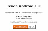 Inside Android's UI - eLinux.orgs_User_Interface.pdf4 Agenda Android's UI, what's that? Architecture Basics Display Core OpenGL Input Layer Relevant Apps and Services System Startup