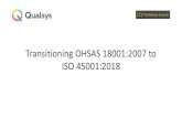 Transitioning OHSAS 18001:2007 to ISO 45001:2018 from OHSAS... · 2019-09-13 · What is ISO 45001? Helps organizations integrate OH&S into their overall business management system.