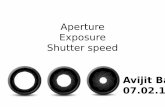 Aperture Exposure Shutter speed · Shutter speed Avijit Baidya 07.02.15. The Eye: The best camera • Iris – changes the amount of light entering the eye (A) • Lens – can change