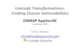Unicode Transformations: Finding Elusive Vulnerabilities › › Unicode... · OWASP AppSecDC November 2009 Chris Weber chris@casabasecurity.com Casaba Security Unicode Transformations: