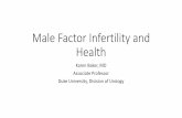 Male Factor Infertility and Health - Duke Surgery · Male Factor Infertility and Health Karen Baker, MD Associate Professor . Duke University, Division of Urology