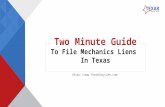 Two minute guide to file Mechanics Liens in Texas