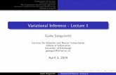 Variational Inference - Lecture 1 Variational Inference - Lecture 1 Guido Sanguinetti Institute for