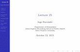 Lecture 15Lecture 15 Ingo Ruczinski Table of contents Outline Hypothesis testing General rules Notes Two sided tests Con dence intervals P-values Example reconsidered Consider our
