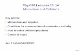 Phys101 Lectures 13, 14 - SFU.ca › ~mxchen › phys1011101 › Lecture13.pdf · Phys101 Lectures 13, 14 Momentum and Collisions Key points: •Momentum and impulse •Condition