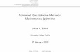 Advanced Quantitative Methods: Mathematics (p)revie · 2012-01-14 · Courseoutline Matrixalgebra Derivatives Probabilitiesandprobabilitydistributions Expectationsandvariances Advanced