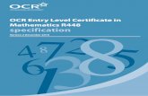 OCR Entry Level Certificate in Mathematics R448 specification · OCR Entry Level Certificate in Mathematics R448 Version 2 December 2010 4 7 6 8 3 2 5 1 8. ... completion of stages