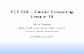 ECE 574 { Cluster Computing Lecture 10web.eece.maine.edu/~vweaver/classes/ece574_2017s/ece574_lec10.pdf · Scheduling By default, splits to N size/p threads chunks statically. schedule