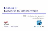 Lecture 8: Networks to Internetworks · 2020-04-15 · CSE 123 –Lecture 8: From networks to Internetworks! Create spanning tree across LANs u Learn which ports to use to reach which