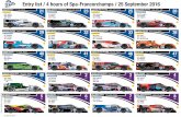 Entry list / 4 hours of Spa-Francorchamps / 25 …...Entry list / 4 hours of Spa-Francorchamps / 25 September 2016 16 septembre 2016 Création et illustrations : Agence Archimède