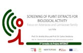 SCREENING OF PLANT EXTRACTS FOR BIOLOGICAL ACTIVITY€¦ · 1as Jornadas do Projeto INTERACT SCREENING OF PLANT EXTRACTS FOR BIOLOGICAL ACTIVITY Focus on Asteracea and Lamiaceae family