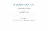 Sales Tax Jumpstart February 20, 2019 2.4 CPE …...She is a Certified Implementation Partner and Trainer with Thomson Reuters ONESOURCE Indirect Tax, a Certified Training and TDM