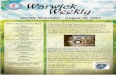 Warwick Weekly › docs › ww › 2015 › WW 8.30.15.pdf · Weekly Newsletter -August 30, 2015 “God has a bigger plan for me than I have for myself.” Warwick Weekly Today 8:30am