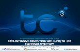 DATA INTENSIVE COMPUTING WITH LINQ TO HPC …...LINQ to HPC Runtime Visual Studio, Excel, etc. Visual Studio for C#/LINQ New C#, Visual Basic, F#… LINQ to HPC Distributed Storage