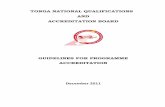 TONGA NATIONAL QUALIFICATIONS AND ACCREDITATION BOARDtnqab.com/downloads/Guidelines_for_Programme_Accreditation_Ver… · The Tonga National Qualifications and Accreditation oard