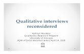 Qualitative interviews reconsidered · Sage Handbook of Qualitative Data Collection. SAGE. Roulston K. (2016) Issues in methodological analyses of research interviews. Qualitative