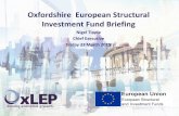 Oxfordshire European Structural Investment Fund Briefing...for innovation, business, SMEs and infrastructure. 20% Low Carbon transition. Managed by DCLG •European Social Fund (ESF):
