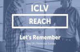 Let’s Remember - ICLV · 2016-05-04 · “Remembering the past provides gold mines & wells of resources to help us prosper. ... and ears! You are always resisting the Holy Spirit,