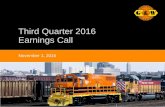 Third Quarter 2016 Earnings Call - Genesee & Wyoming · Q3 2016 Actual Q3 2016 Guidance Variance to Mid-Point Variance % Net Income $ 56.8 $ 54 $ 2.8 5% Corporate Development and