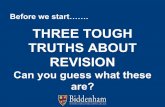 THREE TOUGH TRUTHS ABOUT Before we start……. REVISION Can ... · Chunking Example Regular exercise improves health and fitness. Health is defined as a state of complete mental,