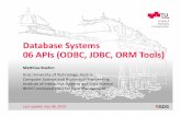 Database Systems 06 APIs (ODBC, JDBC, ORM Tools) · 2020-05-24 · Database Systems 06 APIs (ODBC, JDBC, ORM Tools) Matthias Boehm Graz University of Technology, Austria Computer
