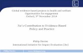 3ie’s Contribution to Evidence-Based Policy and Practice · 3ie’s Contribution to Evidence-Based Policy and Practice Philip Davies International Initiative for Impact Evaluation