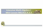 Intensive Math-Algebra I Mini-Lesson MA.912.A.2districtartifacts.dadeschools.net/Standard 3/3.02/Summer - Intensive... · Intensive Math-Algebra I Mini-Lesson MA.912.A.2.3. Intensive