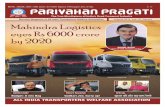 Parivahan Pragati - Mahindra Logistics · Parivahan Pragati Al India eAso. Tra elfar nsportersW N/P Je" 'kfDr " laxBu RNI No. : DEL BIL / 2004 / 13482 Dated : 26-10-2004 Registrar