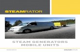 STEAM GENERATORS MOBILE UNITS - steamrator.fi · STEAM-MATE Steam-Mate is a light weight gas powered steam generator. Steam-Mate is handy to use for melting ice in water pipes and