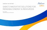 SABIC’S INNOVATIVE SOLUTIONS FOR RENWABLE ENERGY & RESOURCES€¦ · SABIC’S INNOVATIVE SOLUTIONS FOR RENWABLE ENERGY & RESOURCES Zaour Israfilof Corporate Research and Development