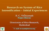 Research on System of Rice Intensification – Initial ...sri-india.net/documents/2nd_Symposium_ppts/Agartala01_Viraktamath_DRR.pdfRice in India It is the staple food for > 70% Indians,