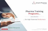 Pharma Training Programs · Pharma Training Programs for High Potential Performers –By the Smart Pharma Institute of Management November 2019 4 1 Challenge of participants (e.g.