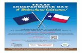 texas independence day A Multicultural Celebration! · 2015-02-16 · texas independence day A Multicultural Celebration! Wednesday, March 4, 2015 ★ 5:30-8:30 pm ACC Eastview Campus,