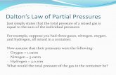 Dalton’s Law of Partial Pressures - Quia · Dalton’s Law of Partial Pressures Similarly, given the number of moles of a gas, we can determine the percentage each gas represents