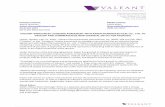 VALEANT ANNOUNCES LICENSING AGREEMENT …...Valeant Pharmaceuticals International, Inc. (NYSE/TSX:VRX) is a multinational specialty pharmaceutical company that develops, manufactures