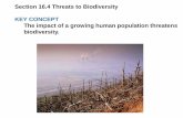 Section 16.4 Threats to Biodiversity KEY CONCEPT The ...499245465643757173.weebly.com/uploads/2/2/9/1/... · The impact of a growing human population threatens biodiversity. Preserving