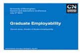 Graduate employability - University of Birmingham · Dedicated Employability Teams embedded in each College PSA recognising over 150 extra-curricular activities Student Enterprise