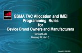 GSMA TAC Allocation and IMEI Programming Rules for · 2020-05-06 · Rules at a Glance 4 TAC (Type Allocation Code) TAC identifies the device model, brand owner and OEM A TAC is allocated